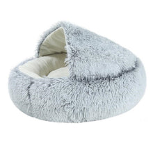 Load image into Gallery viewer, Winter 2 In 1 Round Warm House Long Plush Pet Dog Cat Bed
