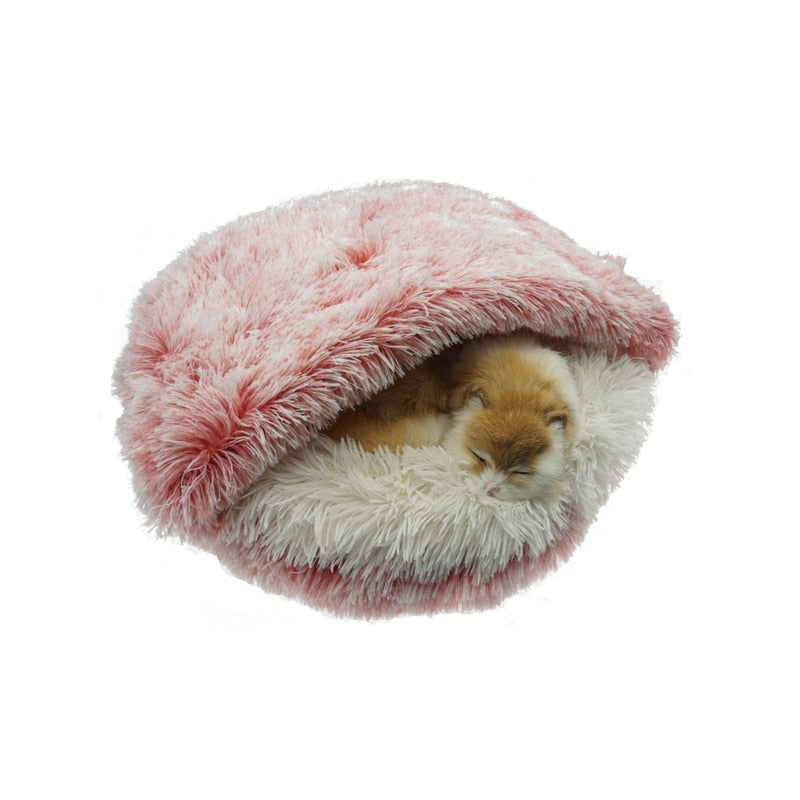 Winter 2 In 1 Round Warm House Long Plush Pet Dog Cat Bed
